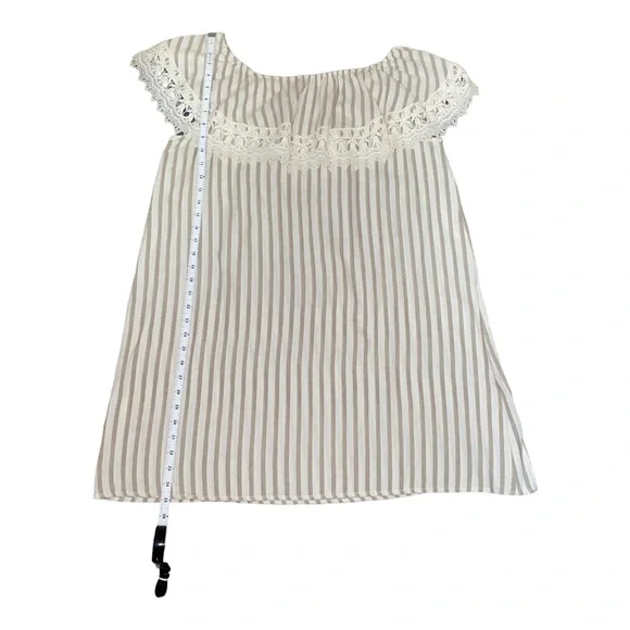 Kori America Off Shoulder Striped Mini Dress | Embroidered Ruffle Detail Size XL - Picture 4 of 10